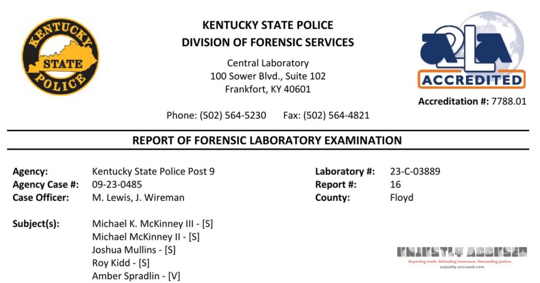 Breaking: Final KSP DNA Report in Amber Spradlin Case Excludes M.K. McKinney From Every Comparable Profile